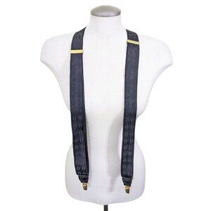 Vintage CAS West Germany Suspenders Clips Black Satin Mens Formal